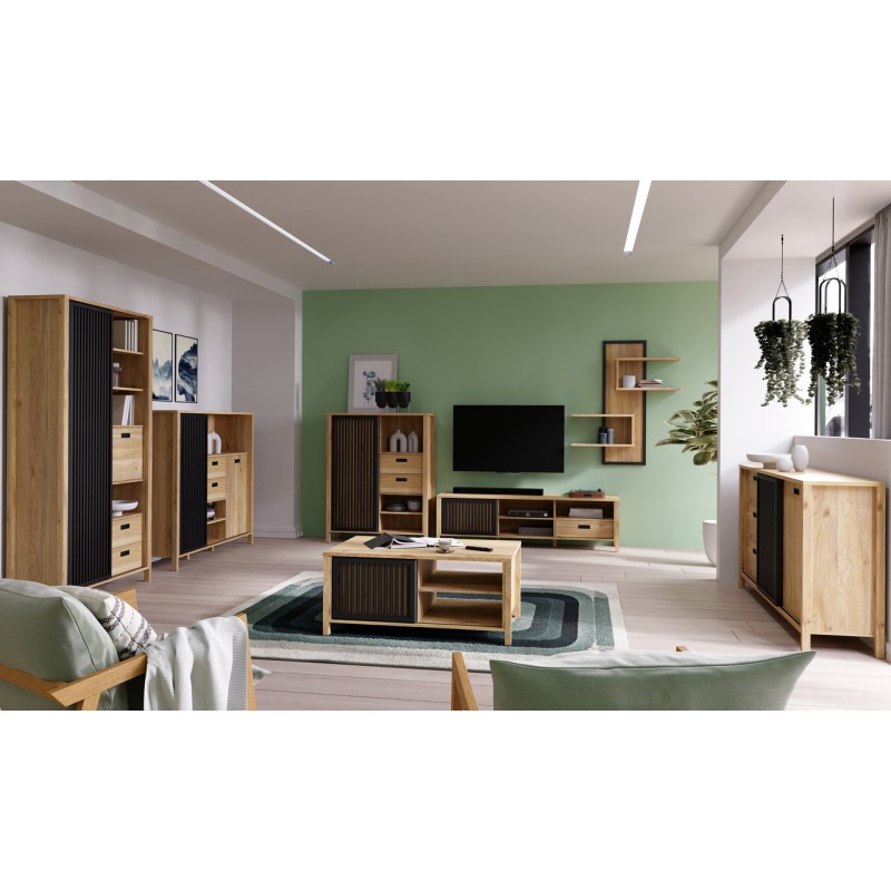 Komoda Jytana Meble Forte dąb mauvella/czarny