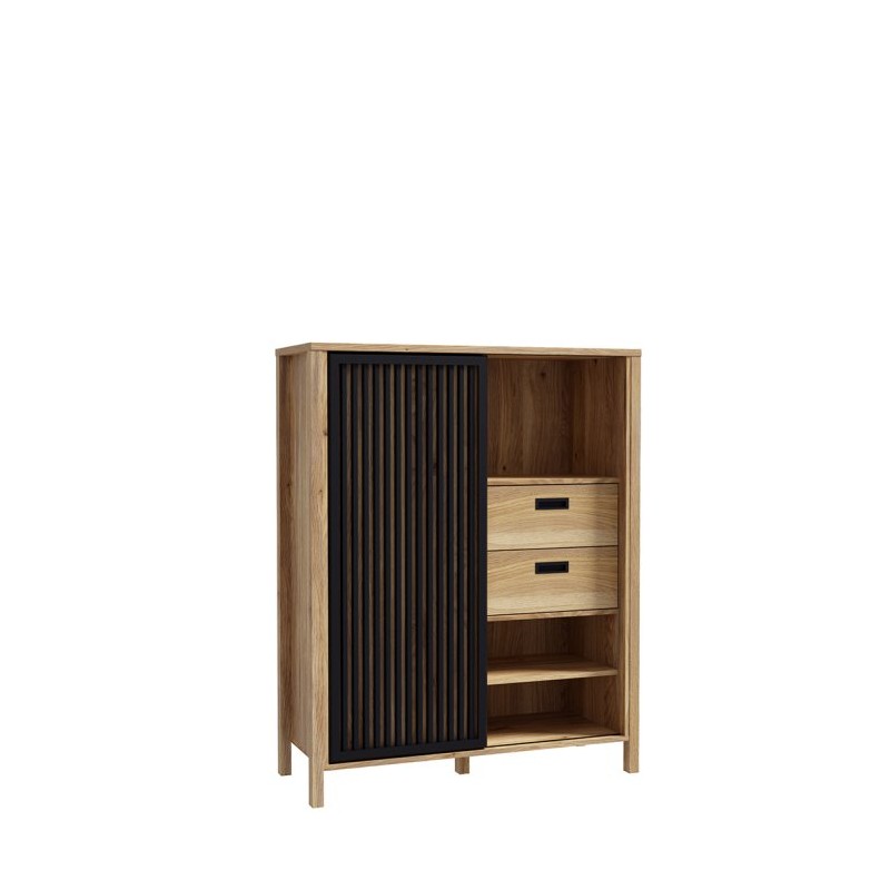 Komoda Jytana 103,5cm Meble Forte dąb mauvella/czarny