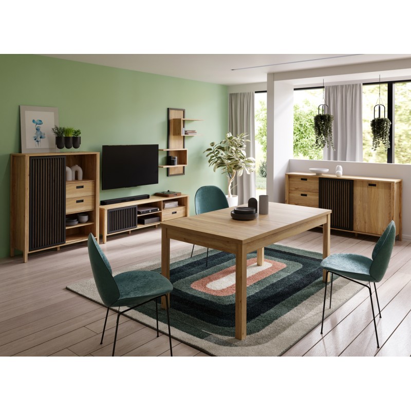 Komoda Jytana Meble Forte dąb mauvella/czarny