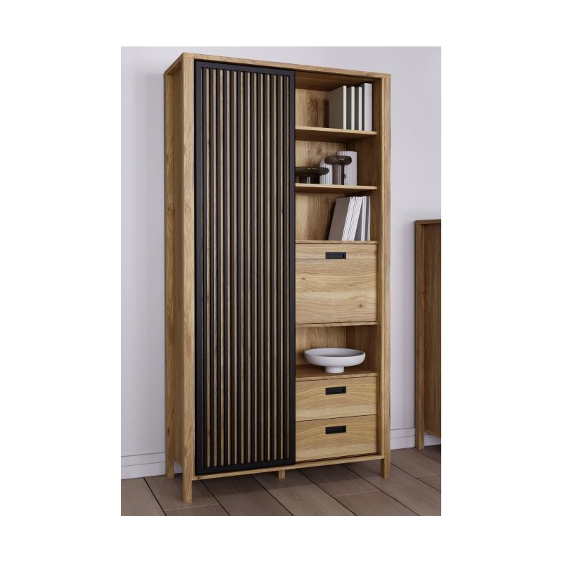 Regał Jytana Meble Forte dąb mauvella/czarny