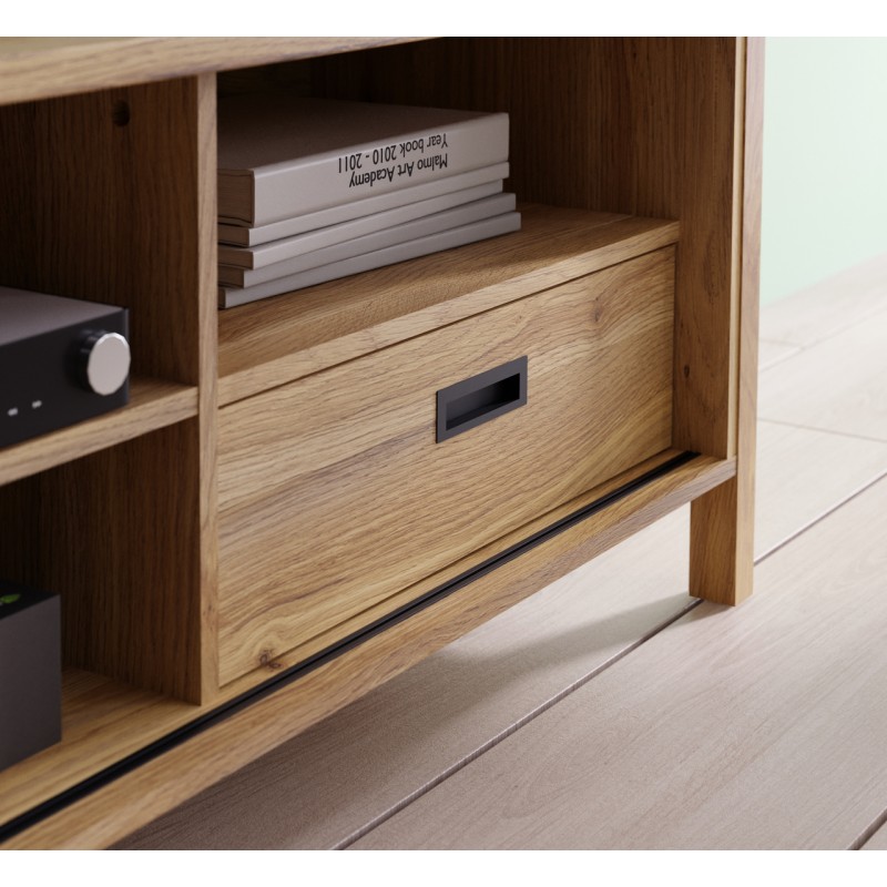 Komoda Jytana Meble Forte dąb mauvella/czarny