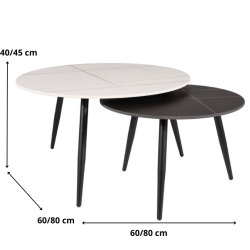 ŁAWA KORA B BIAŁY MAT/CZARNY MAT FI80 FI60/ CZARNY ZESTAW