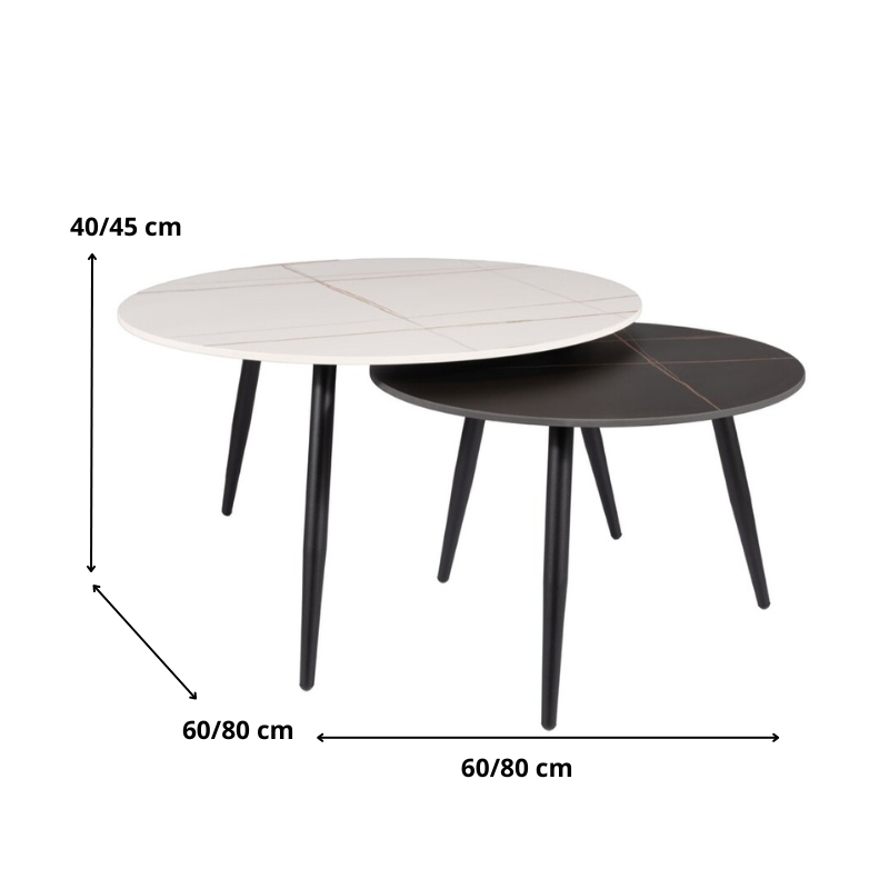 ŁAWA KORA B BIAŁY MAT/CZARNY MAT FI80 FI60/ CZARNY ZESTAW