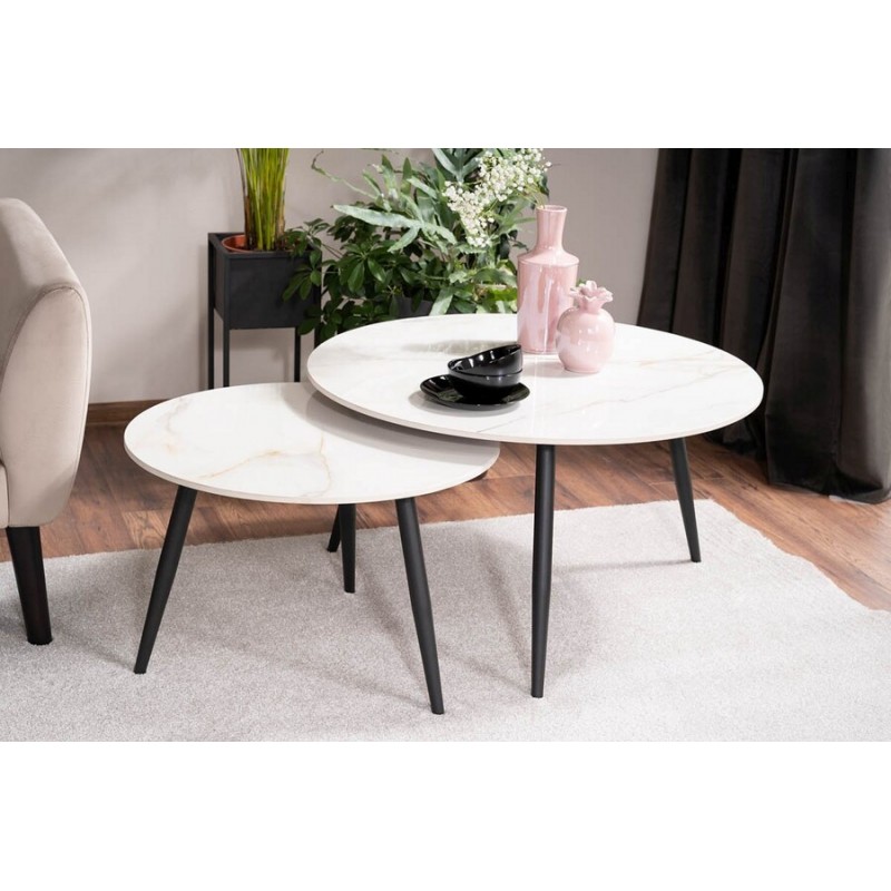 ŁAWA KORA D BIAŁY FI80 FI60/ CZARNY MAT ZESTAW