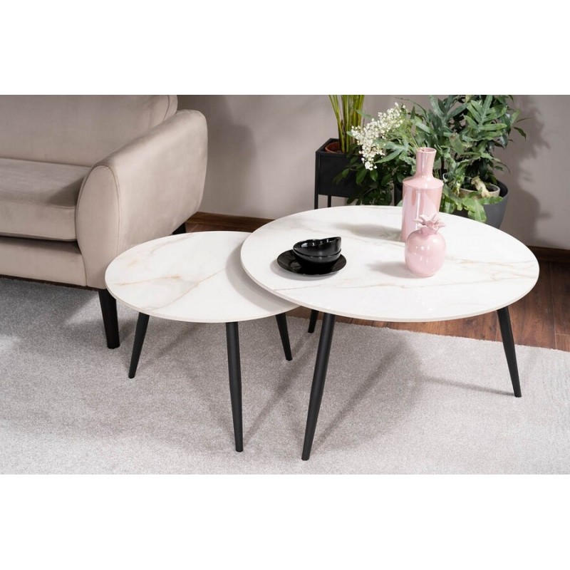 ŁAWA KORA D BIAŁY FI80 FI60/ CZARNY MAT ZESTAW