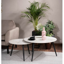 ŁAWA KORA D BIAŁY FI80 FI60/ CZARNY MAT ZESTAW