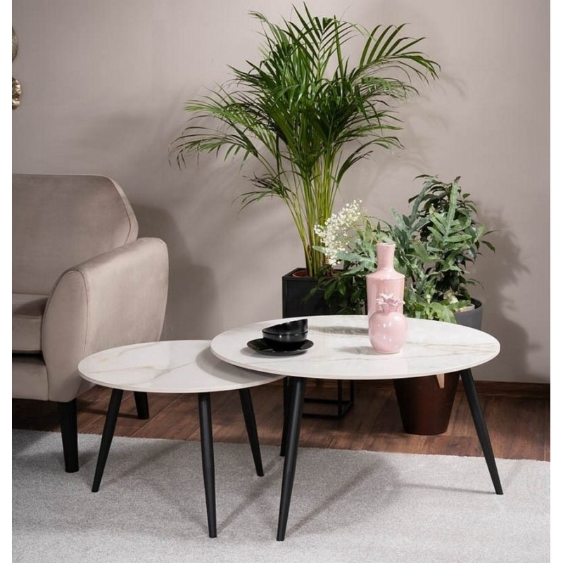 ŁAWA KORA D BIAŁY FI80 FI60/ CZARNY MAT ZESTAW