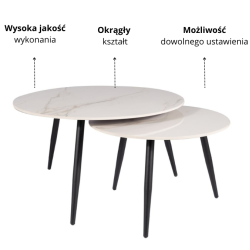 ŁAWA KORA D BIAŁY FI80 FI60/ CZARNY MAT ZESTAW