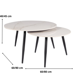 ŁAWA KORA D BIAŁY FI80 FI60/ CZARNY MAT ZESTAW