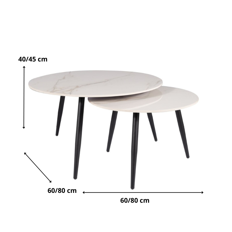 ŁAWA KORA D BIAŁY FI80 FI60/ CZARNY MAT ZESTAW