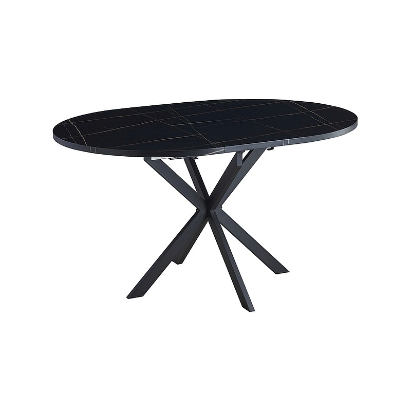 STÓŁ GASTON CZARNY EFEKT MARMURU/CZARNY MAT 100(135)X100