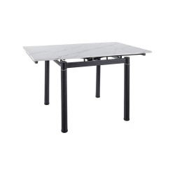 STÓŁ GD082 BIAŁY EFEKT MARMURU/CZARNY MAT 80(131)x80