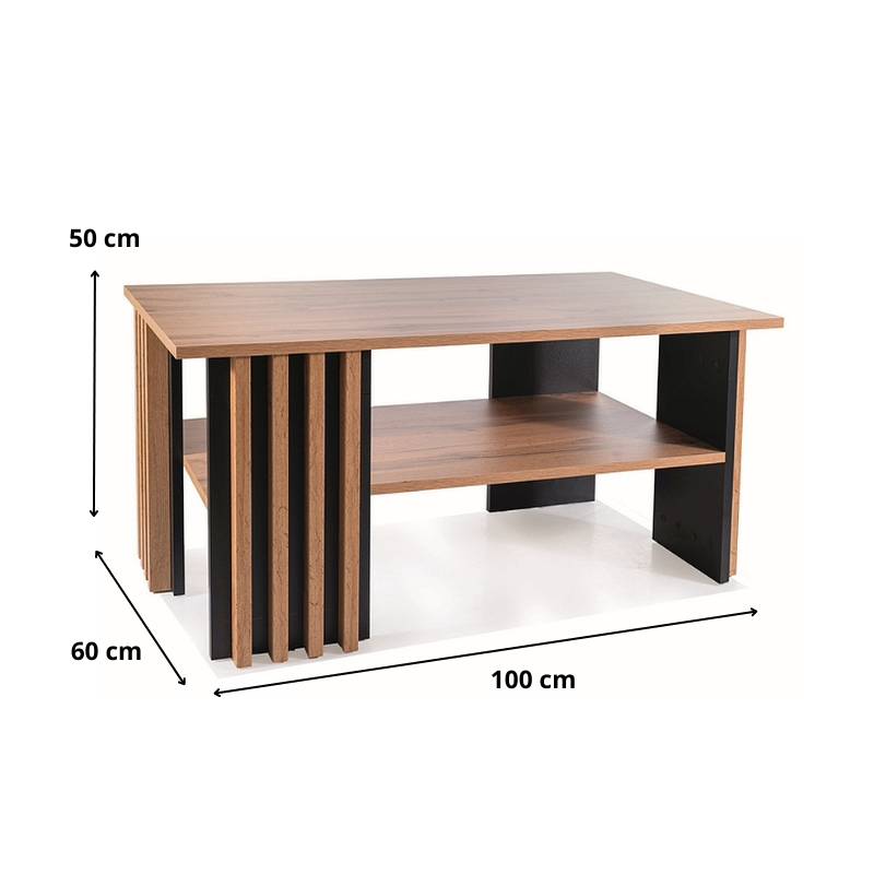 ŁAWA EVITA DĄB ARTISAN / CZARNY 100X60