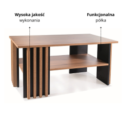 ŁAWA EVITA DĄB ARTISAN / CZARNY 100X60