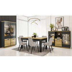 Komoda Linea Art.7 Meble Gołąb dąb pradawny+czarny/biały