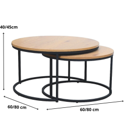 ŁAWA ATLANTA III DĄB/CZARNY (ZESTAW)
