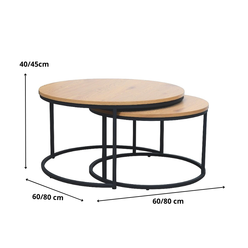 ŁAWA ATLANTA III DĄB/CZARNY (ZESTAW)