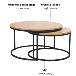 ŁAWA ATLANTA III DĄB/CZARNY (ZESTAW)