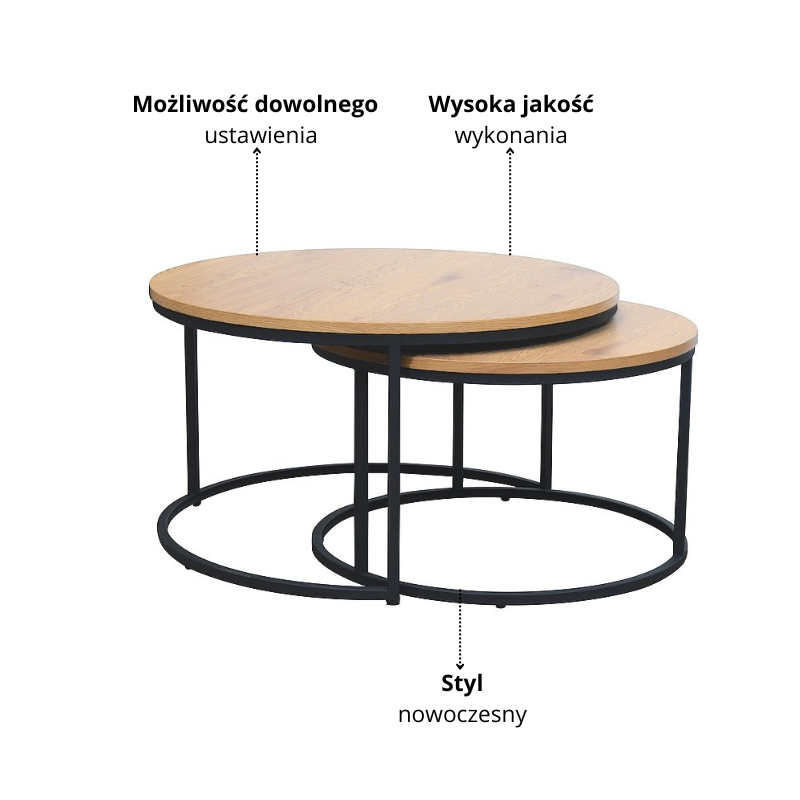 ŁAWA ATLANTA III DĄB/CZARNY (ZESTAW)