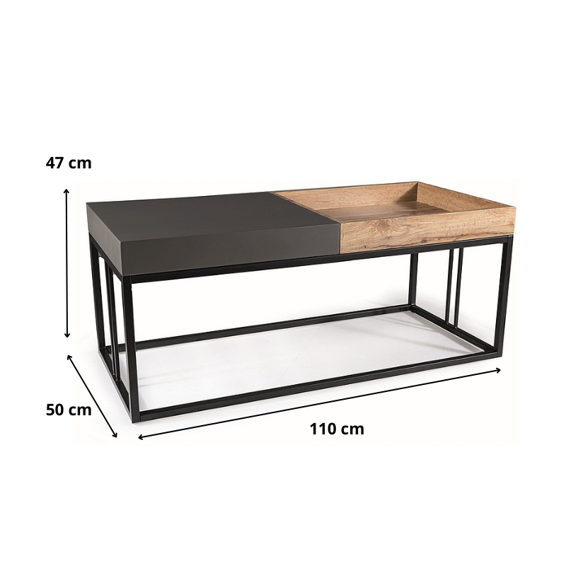 ŁAWA LUNARIA DĄB ARTISAN/ANTRACYT 110X50X47