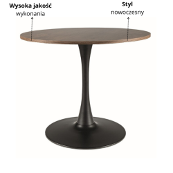 STÓŁ AMADEO II ORZECH/CZARNY MAT FI 90