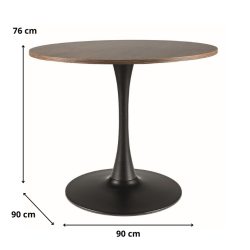 STÓŁ AMADEO II ORZECH/CZARNY MAT FI 90