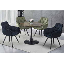 STÓŁ AMADEO II ORZECH/CZARNY MAT FI 90