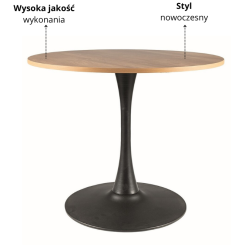 STÓŁ AMADEO II DĄB/CZARNY MAT FI 90