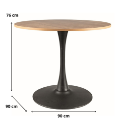 STÓŁ AMADEO II DĄB/CZARNY MAT FI 90