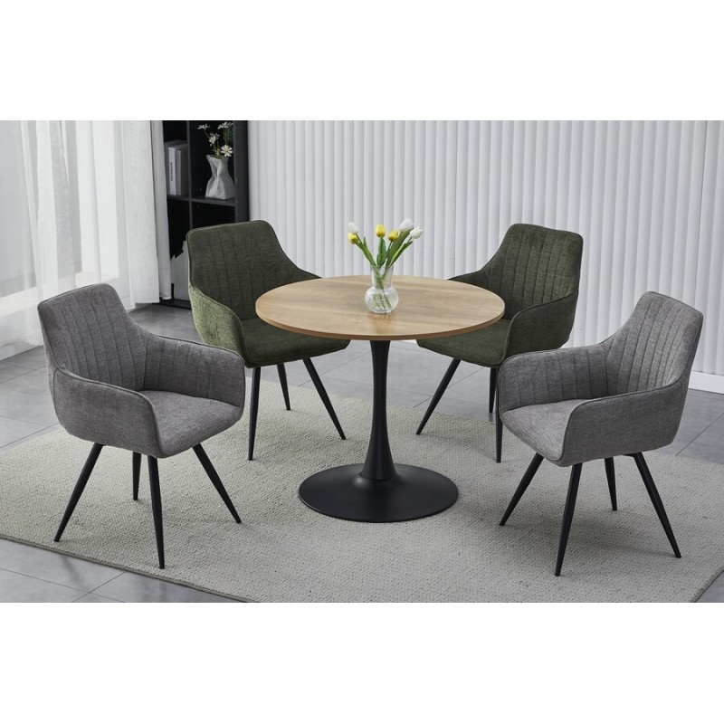 STÓŁ AMADEO II DĄB/CZARNY MAT FI 90