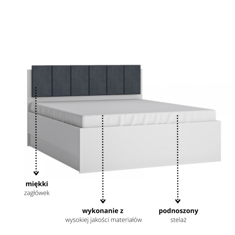Łóżko Lyon biały 160 Typ LYOZ04 z podnoszonym stelażem Meble