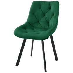 Pikowane krzesło tapicerowane Kordoba butelkowa zieleń/czarne nogi