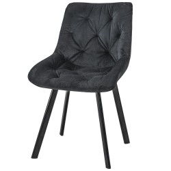 Pikowane krzesło tapicerowane Kordoba czarne/czarne nogi