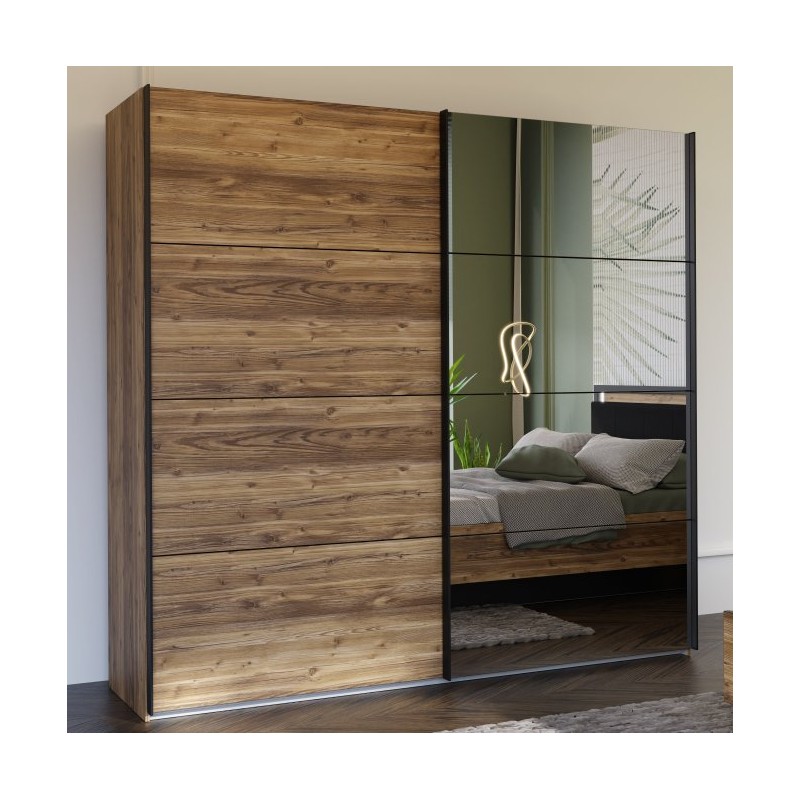 Szafa przesuwna 220cm Hayato Meble Forte czarny/świerk alpejski