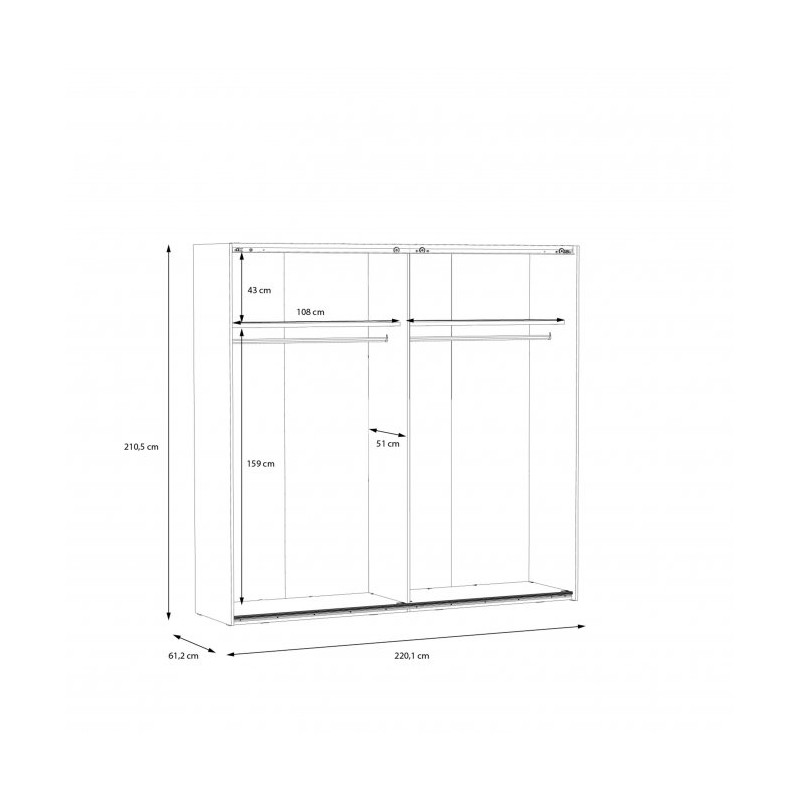Szafa przesuwna 220cm Hayato Meble Forte czarny/świerk alpejski