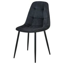 Welurowe krzesło tapicerowane Malaga czarne/czarny