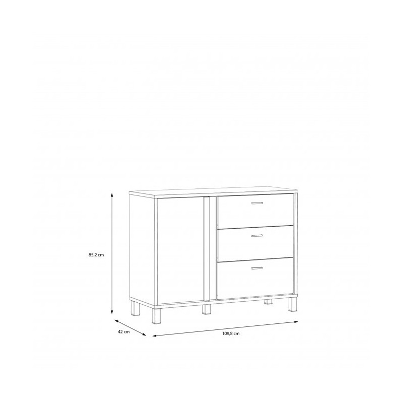 Komoda Hayato Meble Forte czarny/świerk alpejski
