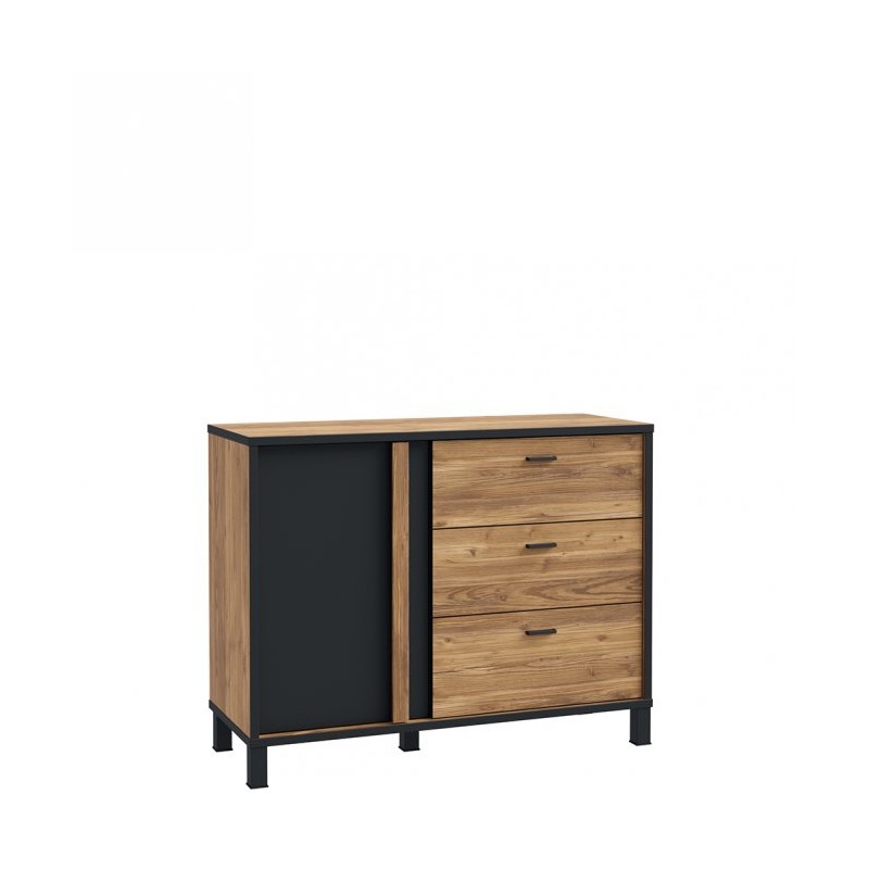 Komoda Hayato Meble Forte czarny/świerk alpejski