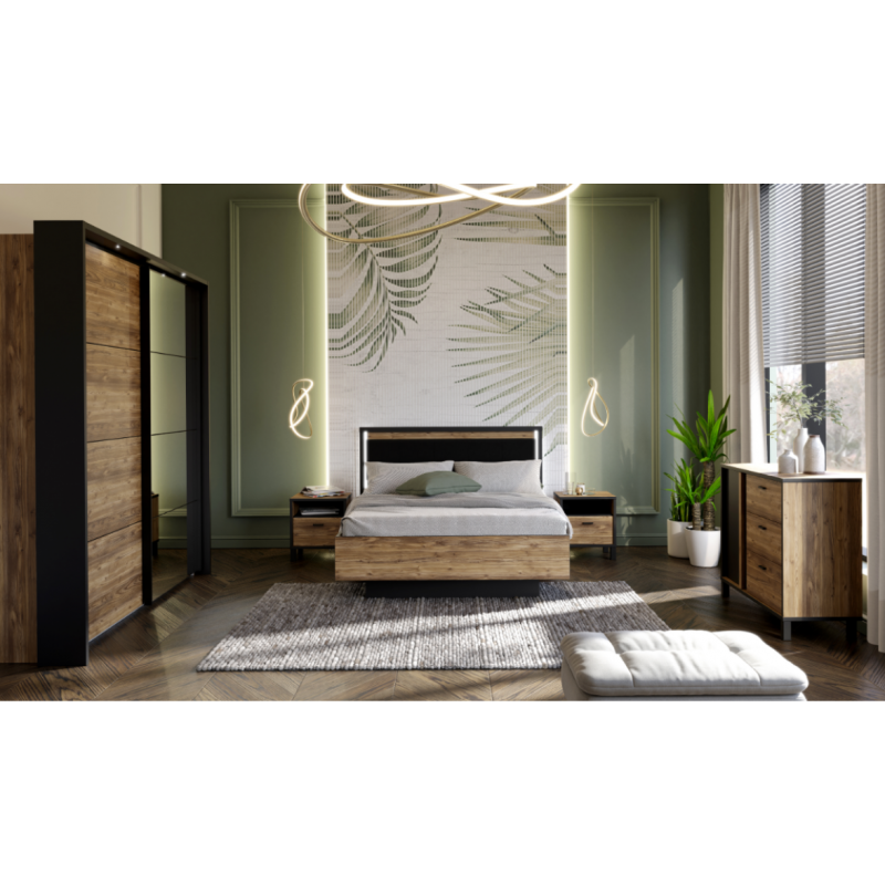 Szafa przesuwna 270cm Hayato Meble Forte czarny/świerk alpejski