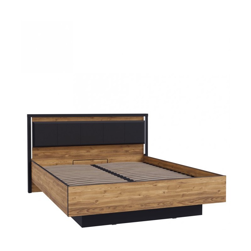 Łóżko 160x200 Hayato Meble Forte czarny/świerk alpejski