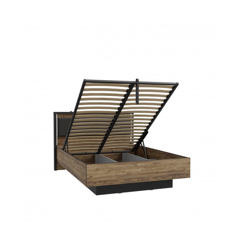 Ł&oacute;żko 140x200 Hayato Meble Forte czarny/świerk alpejski