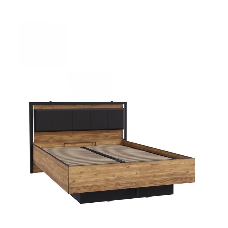 Łóżko 140x200 Hayato Meble Forte czarny/świerk alpejski