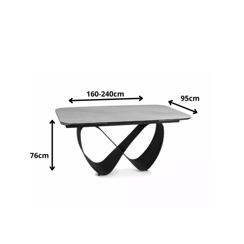 STÓŁ INFINITY CERAMIC BIAŁY NATURE CLOUD/CZARNY160(240)X95