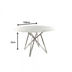 Okrągły stół Murano biały/chrom FI120