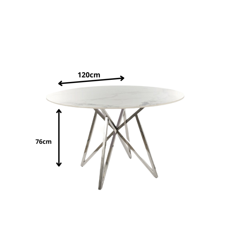 Okrągły stół Murano biały/chrom FI120