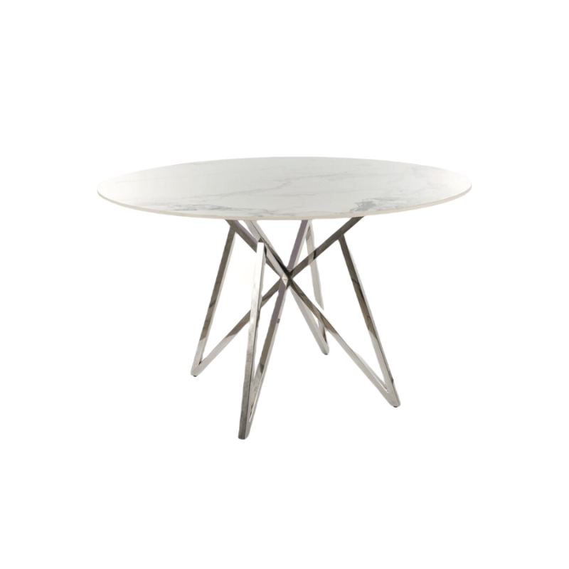 Okrągły stół Murano biały/chrom FI120