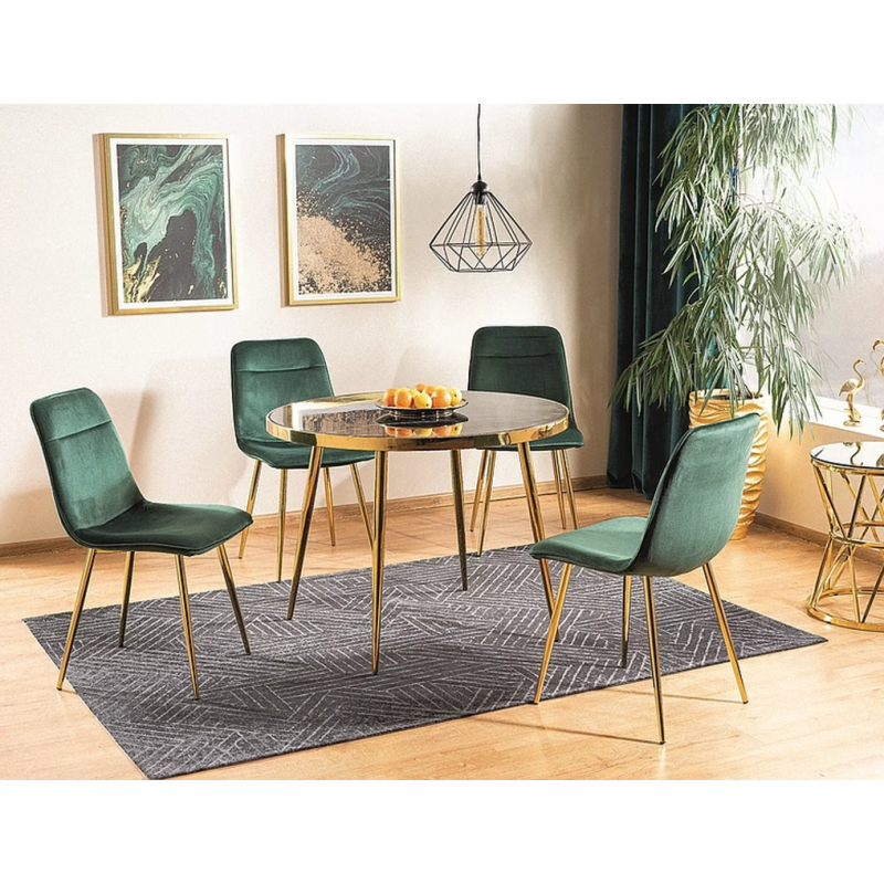 Stół okrągły Calvin czarny efekt marmuru/złoty FI100