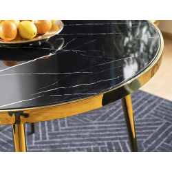 Stół okrągły Calvin czarny efekt marmuru/złoty FI100