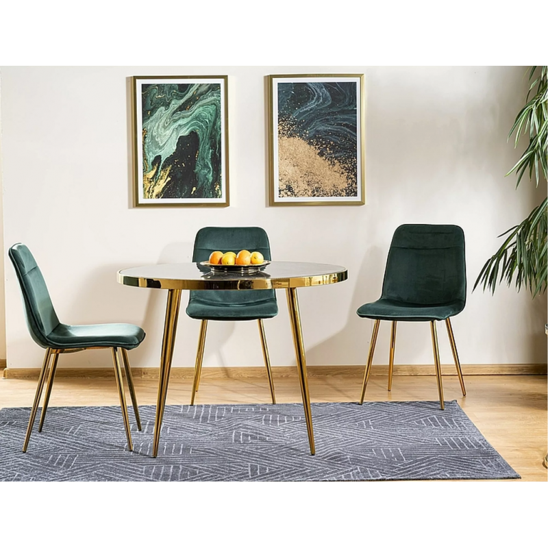 Stół okrągły Calvin czarny efekt marmuru/złoty FI100