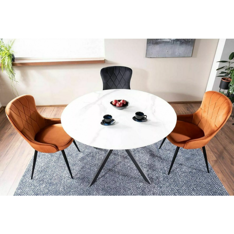 Okrągły stół Talia biały/czarny stelaż FI120
